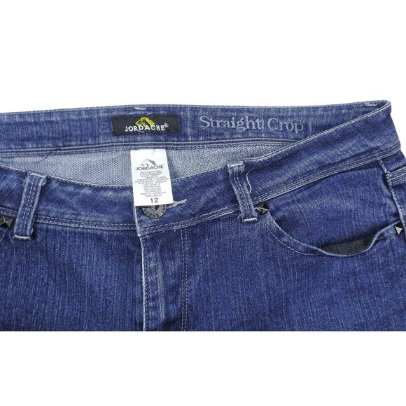 Vintage Jordache Womens Jeans Straight Crop Bling Pockets Dark size 12  JH931 - Picture 5 of 5